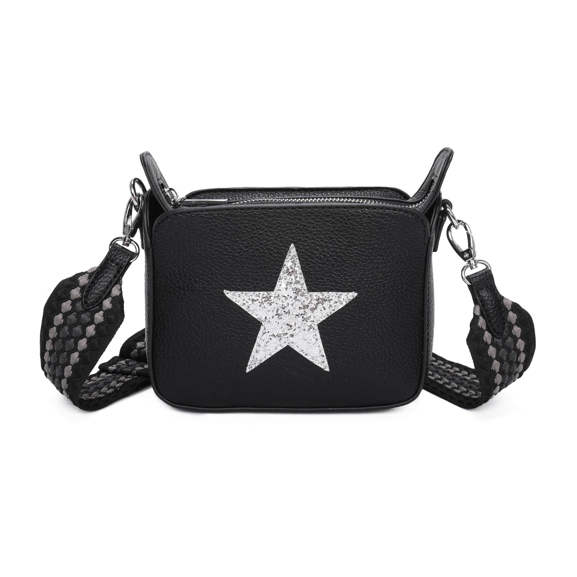 Black Mila Glitter Star Crossbody Bag