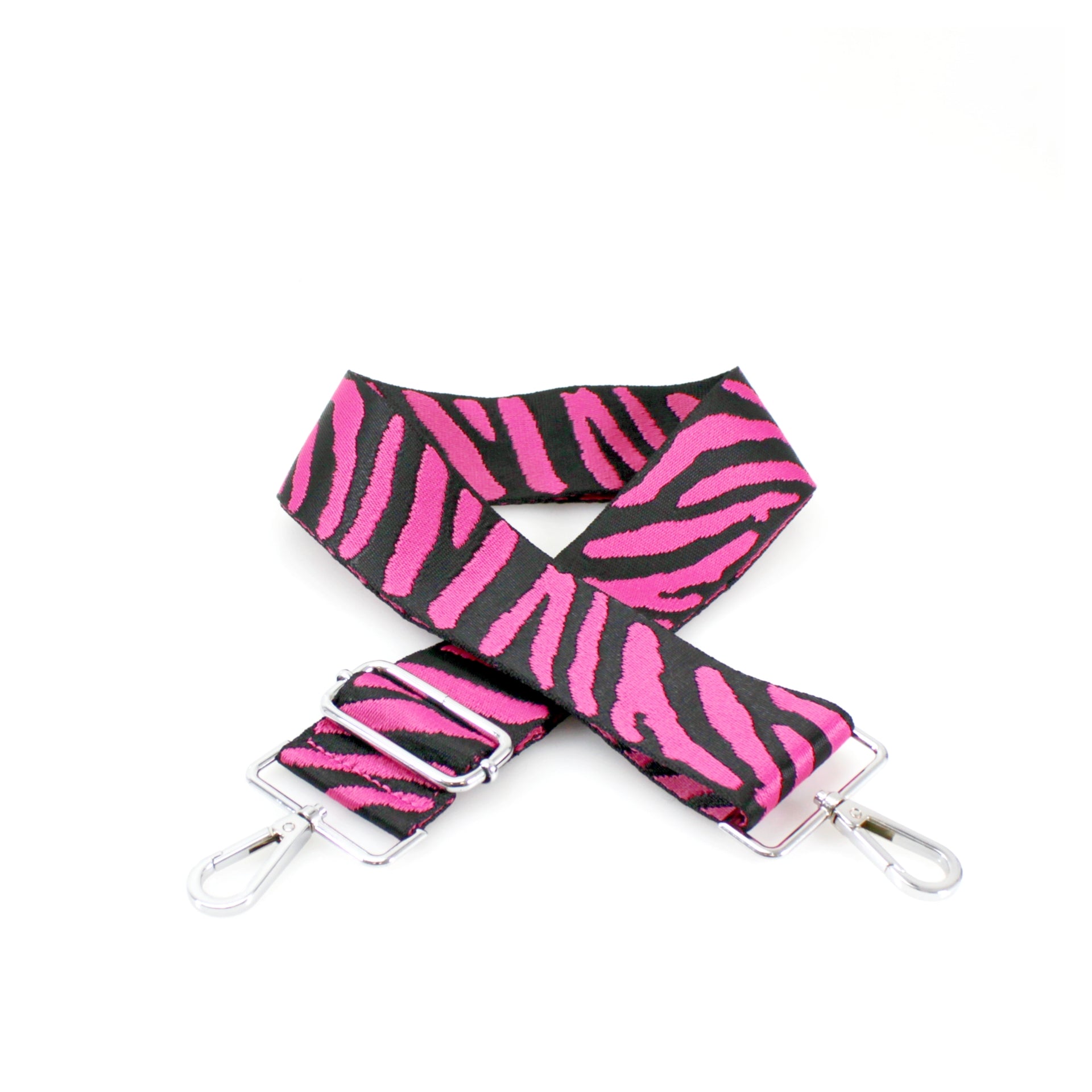 Hot Pink Zebra Canvas Bag Strap