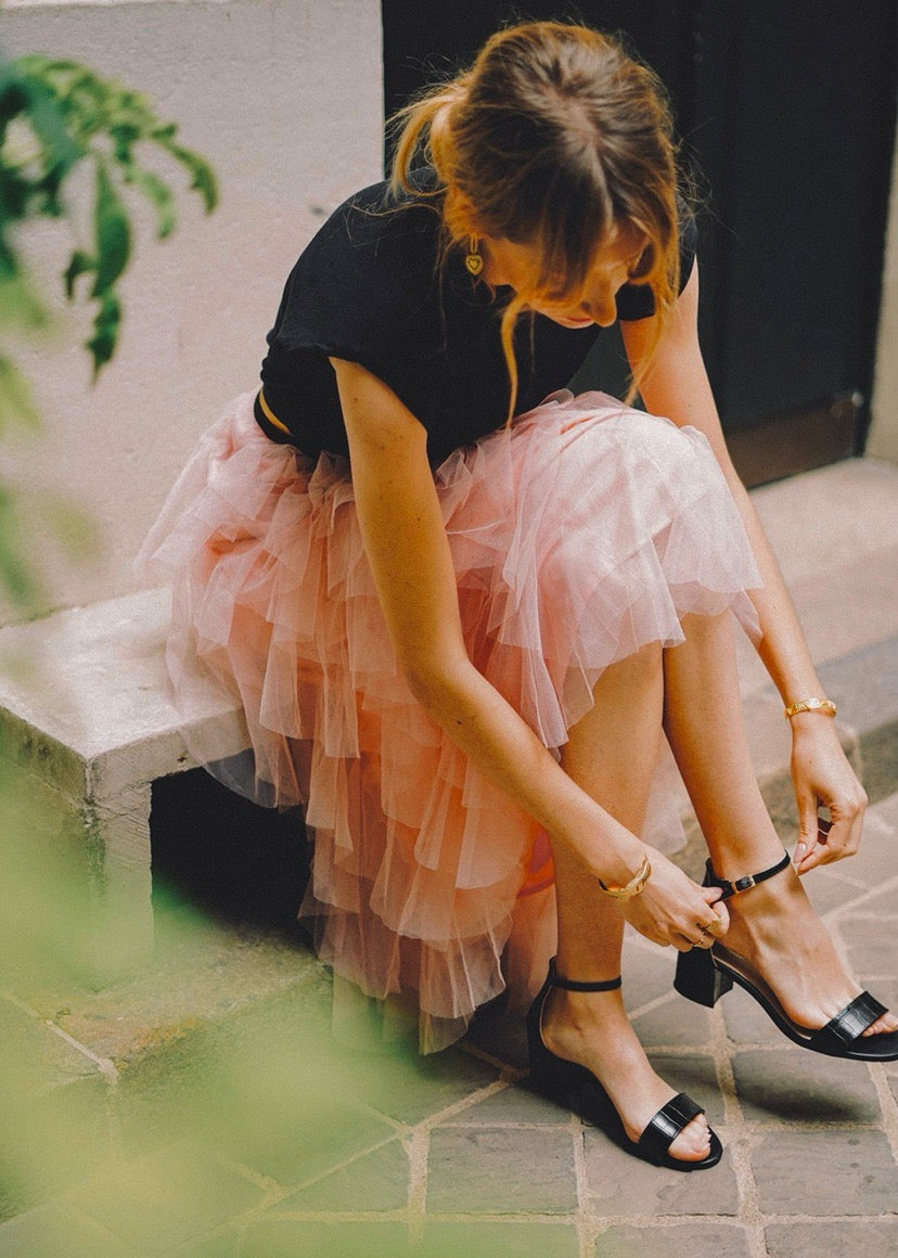 Blush Pink Waterfall Tulle Skirt