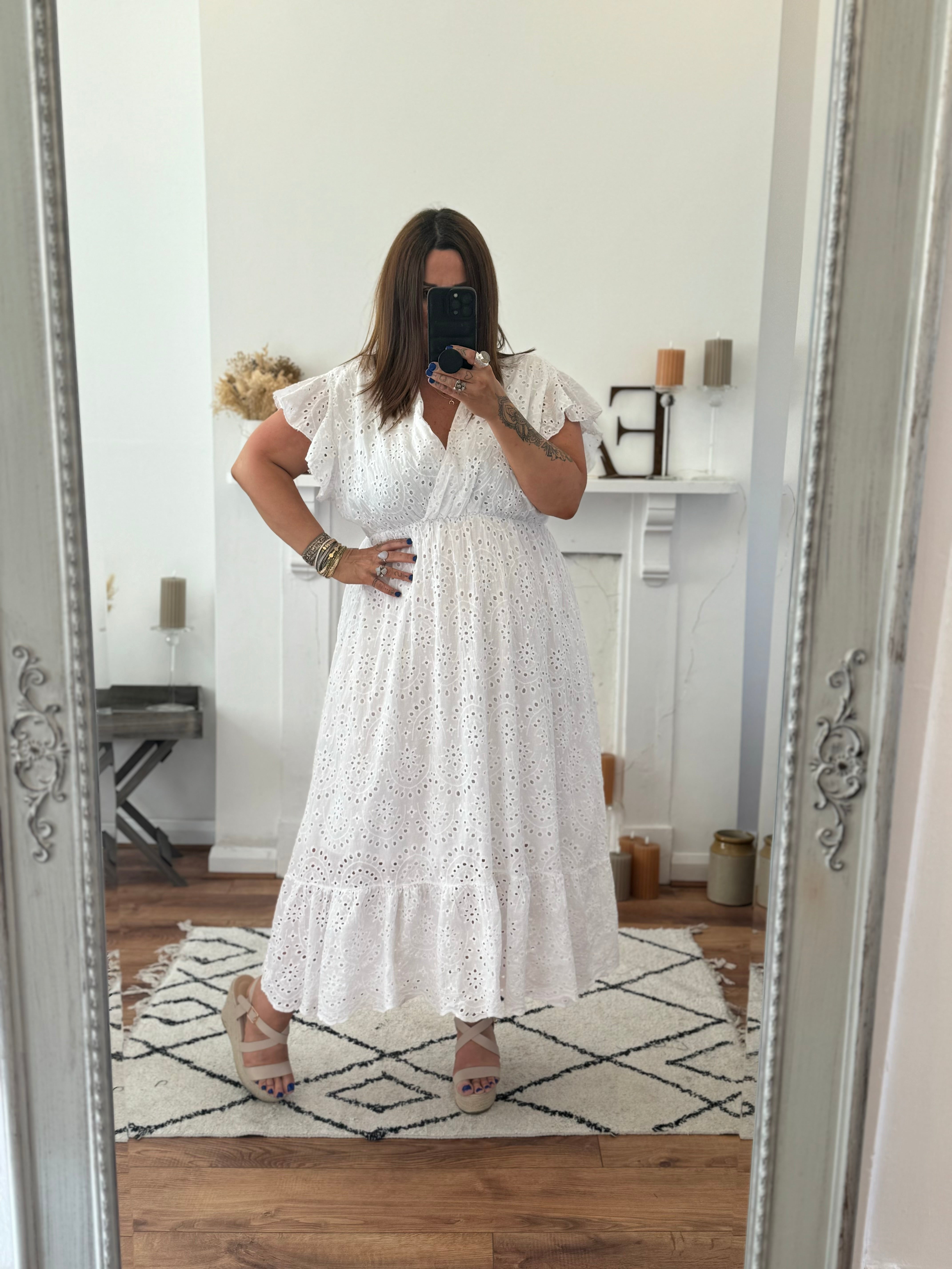 White Rosie Broderie Anglaise Midaxi Dress