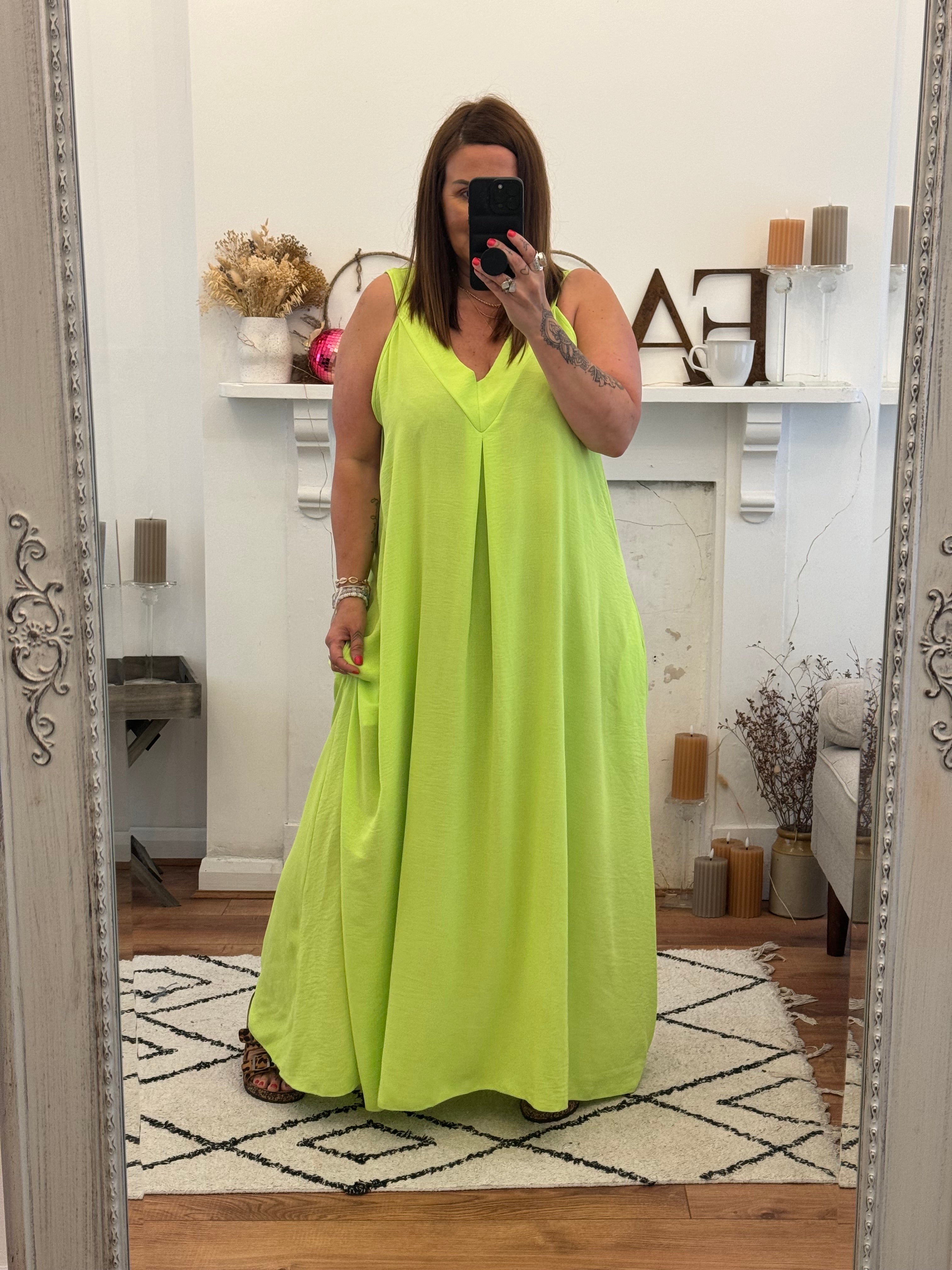 Hot Lime Janey Oversized Dress with Pockets