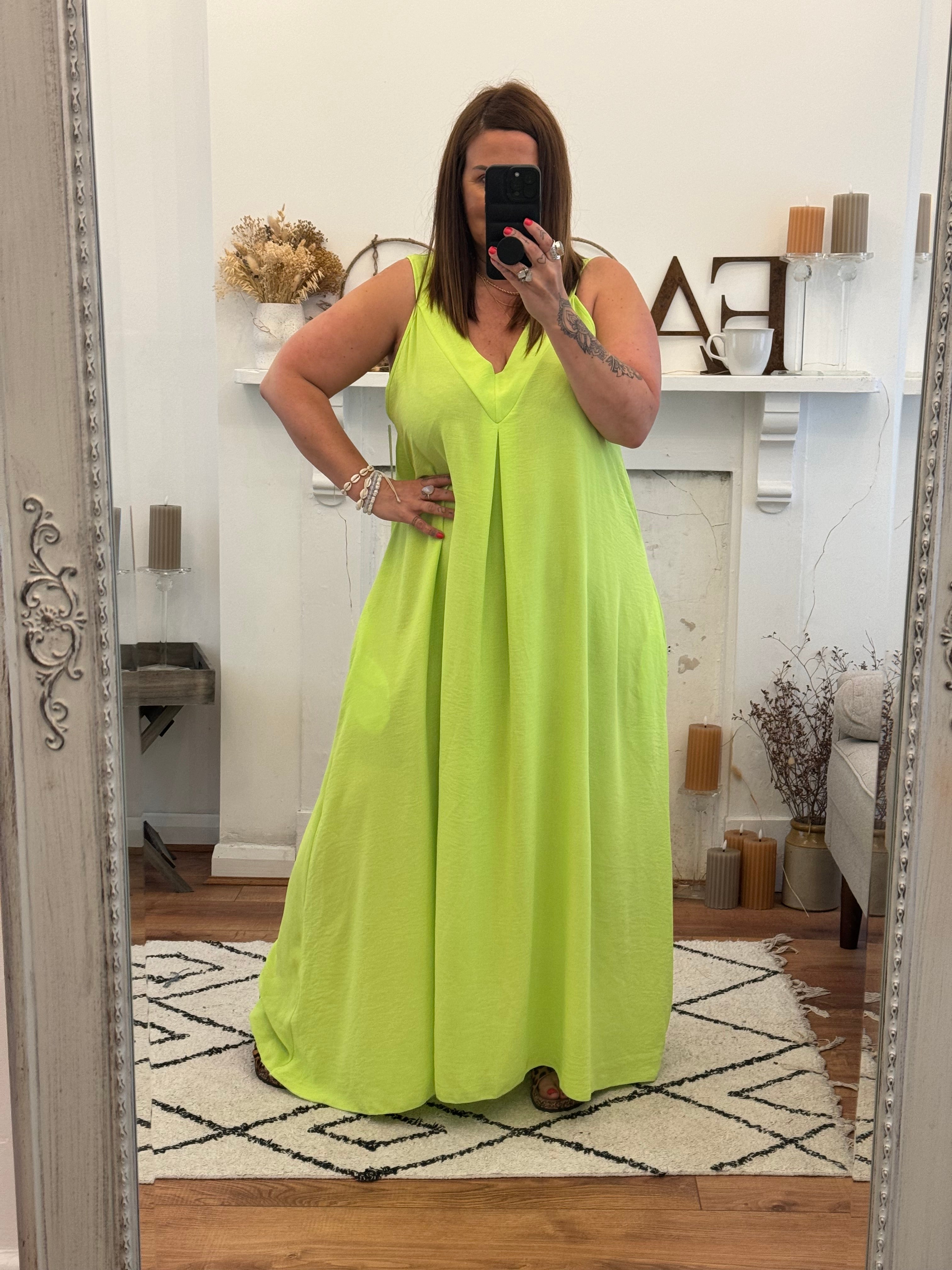 Hot Lime Janey Oversized Dress with Pockets