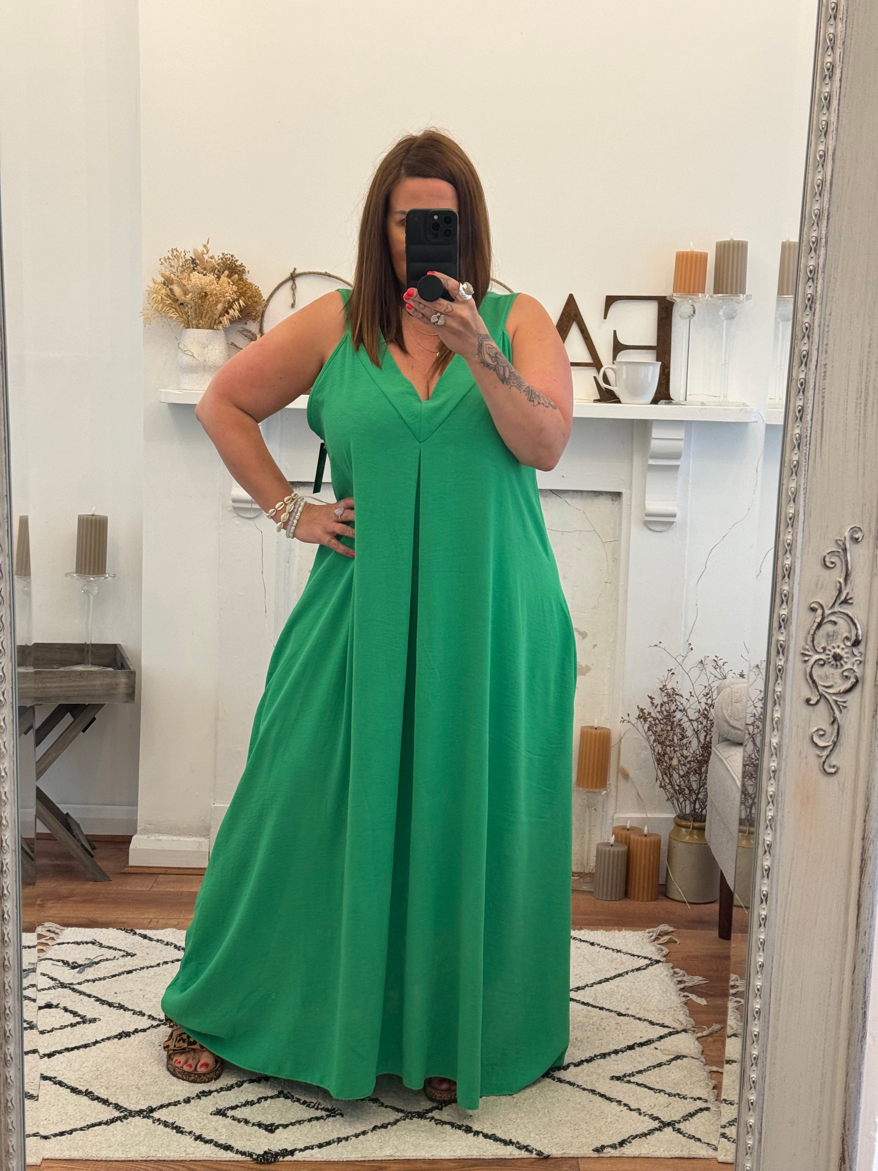 Rich Green Janey Oversized Dress with Pockets