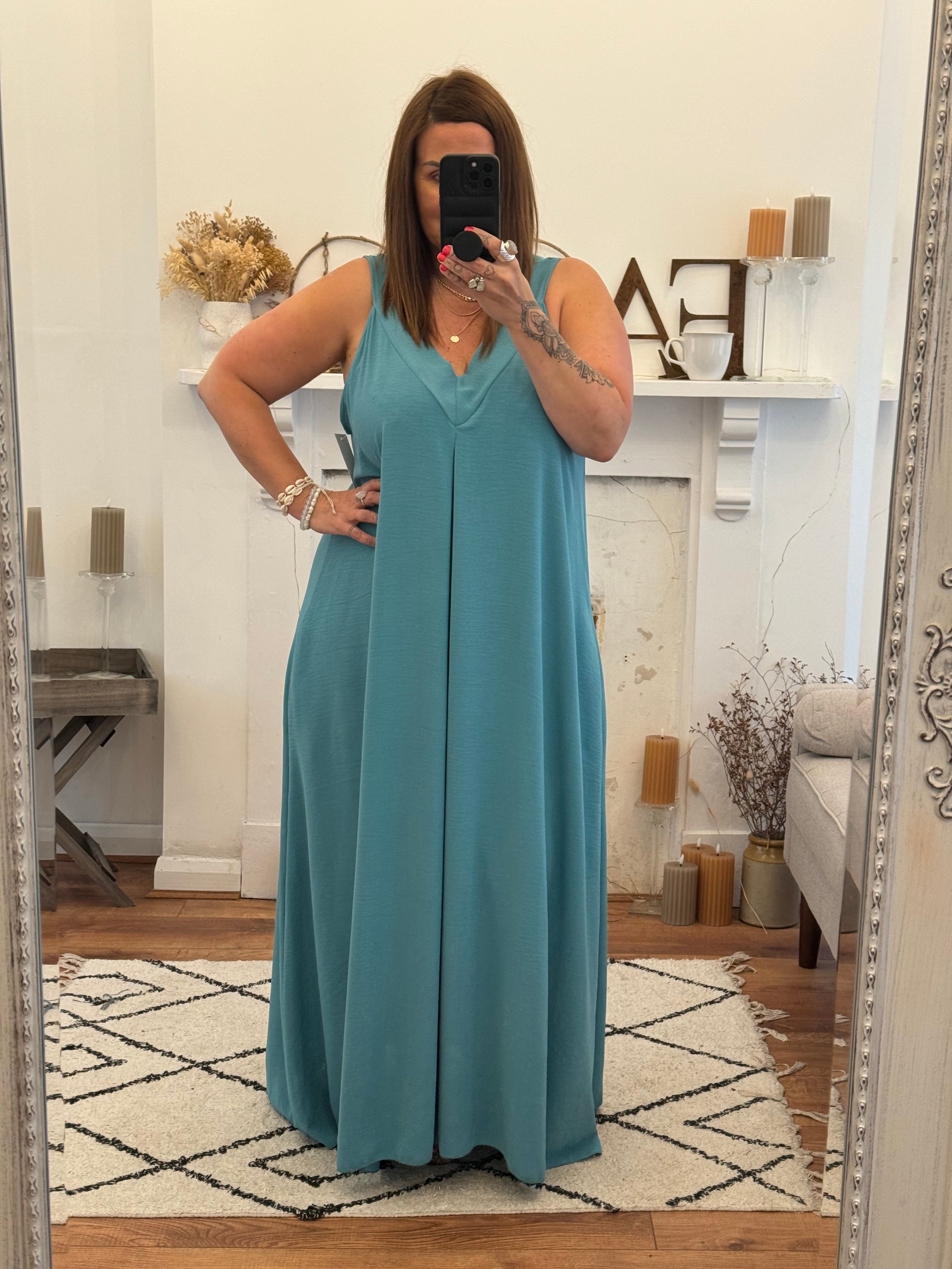 Teal Janey Oversized Dress with Pockets