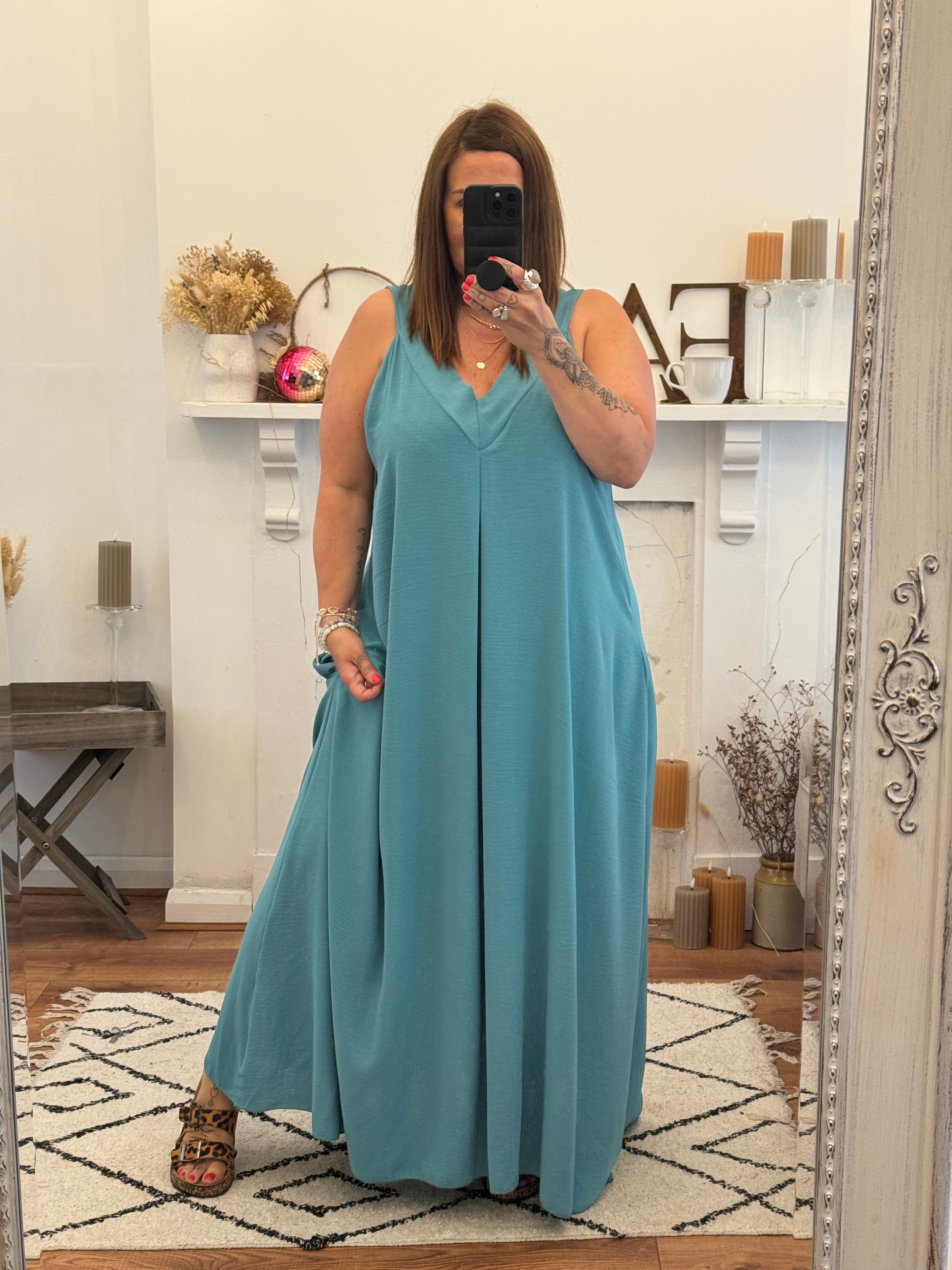 Teal Janey Oversized Dress with Pockets