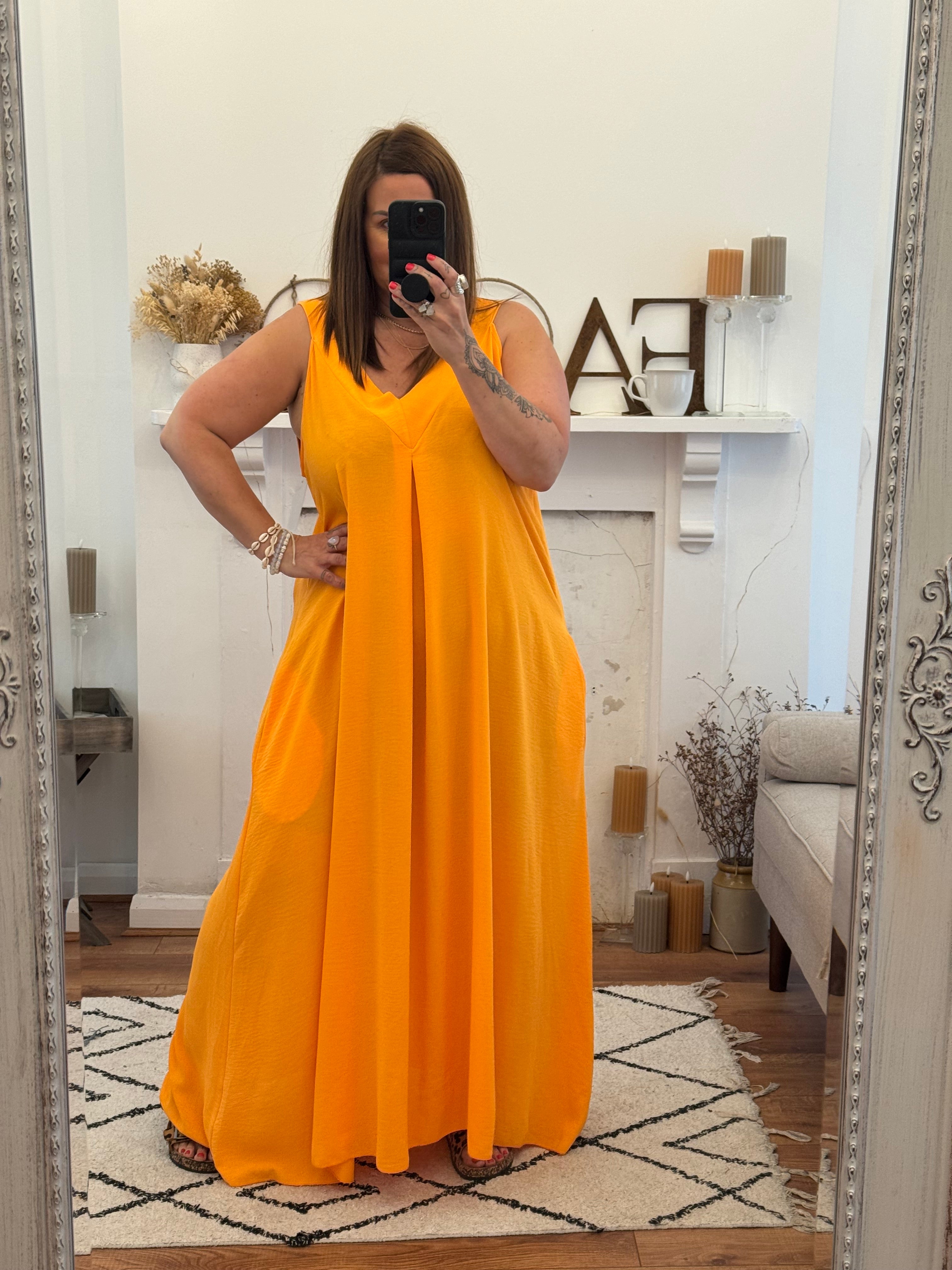 Hot Orange Janey Oversized Dress with Pockets