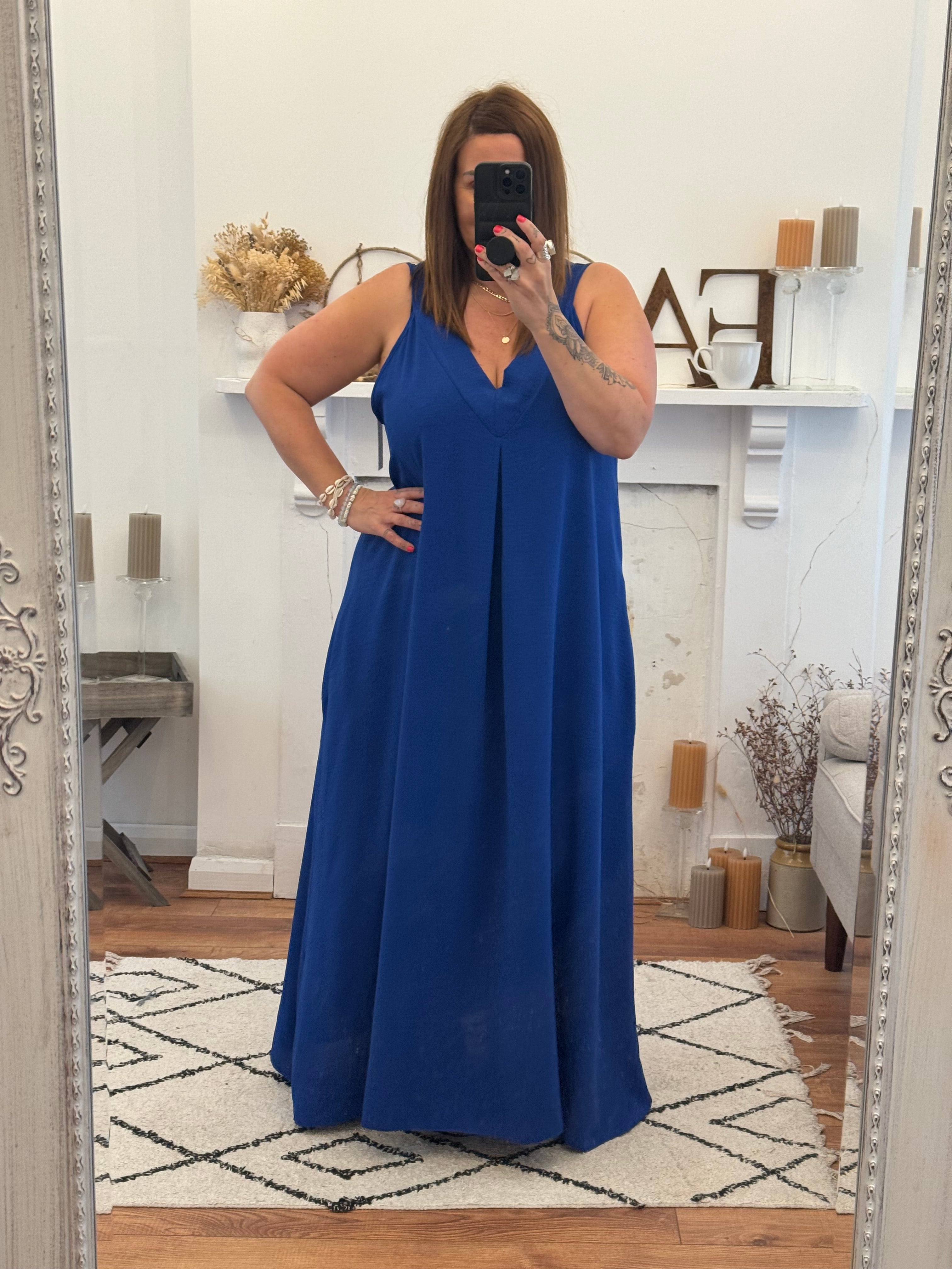 Royal Blue Janey Oversized Dress with Pockets