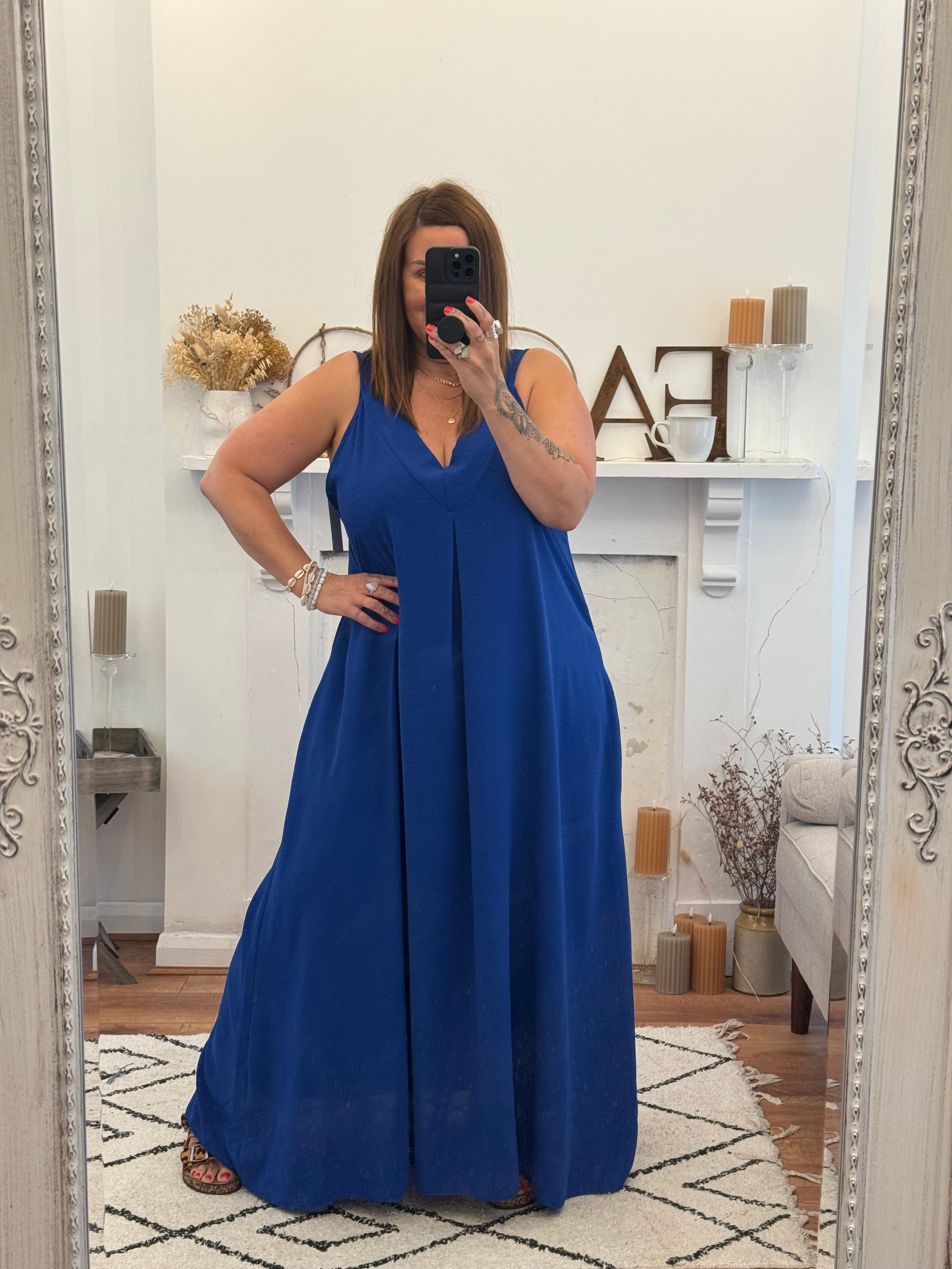Royal Blue Janey Oversized Dress with Pockets