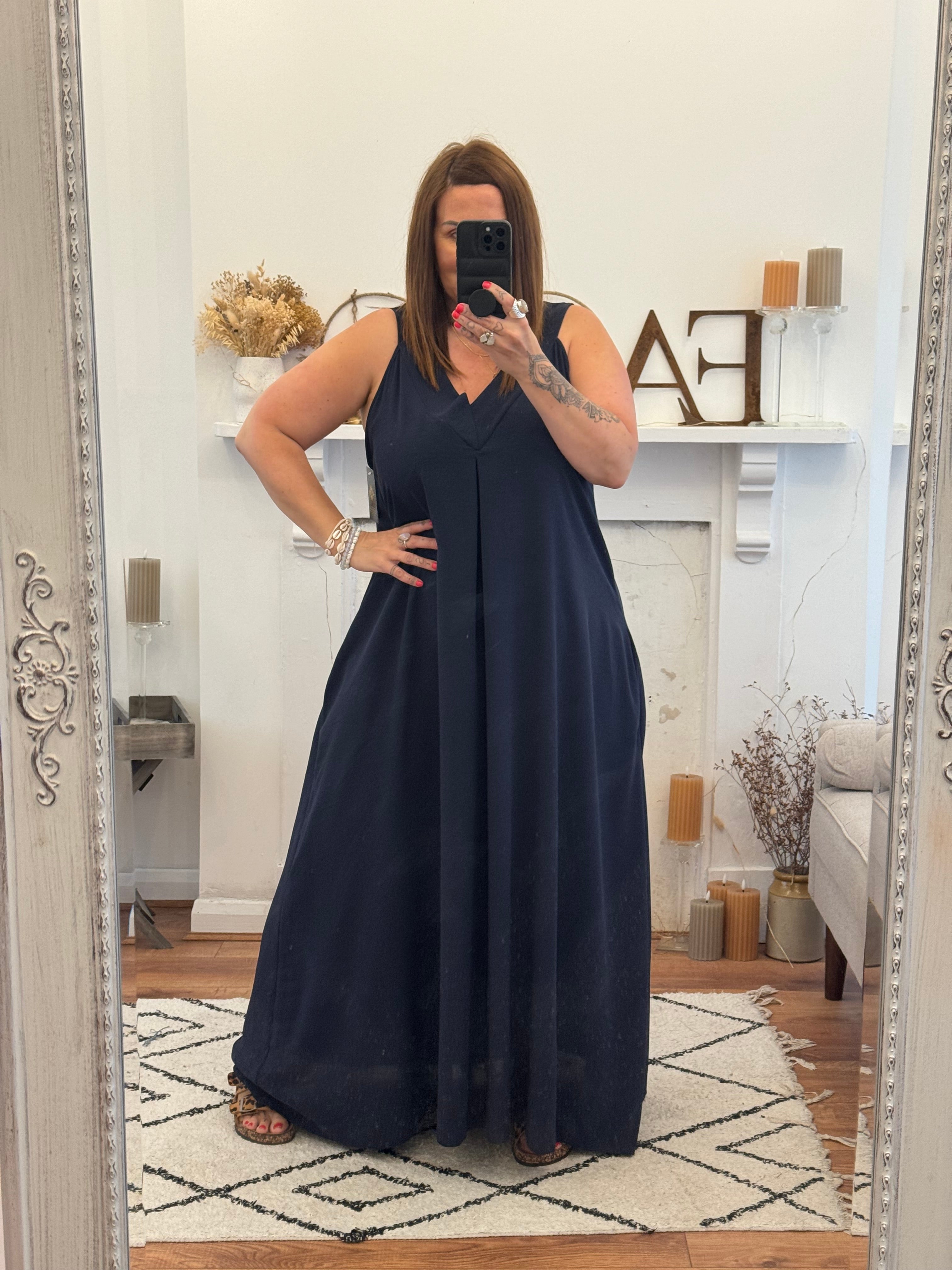 Navy Janey Oversized Dress with Pockets