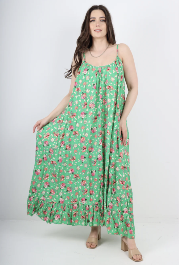 Apple Green Ditsy Floral Sun Dress