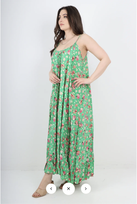 Apple Green Ditsy Floral Sun Dress