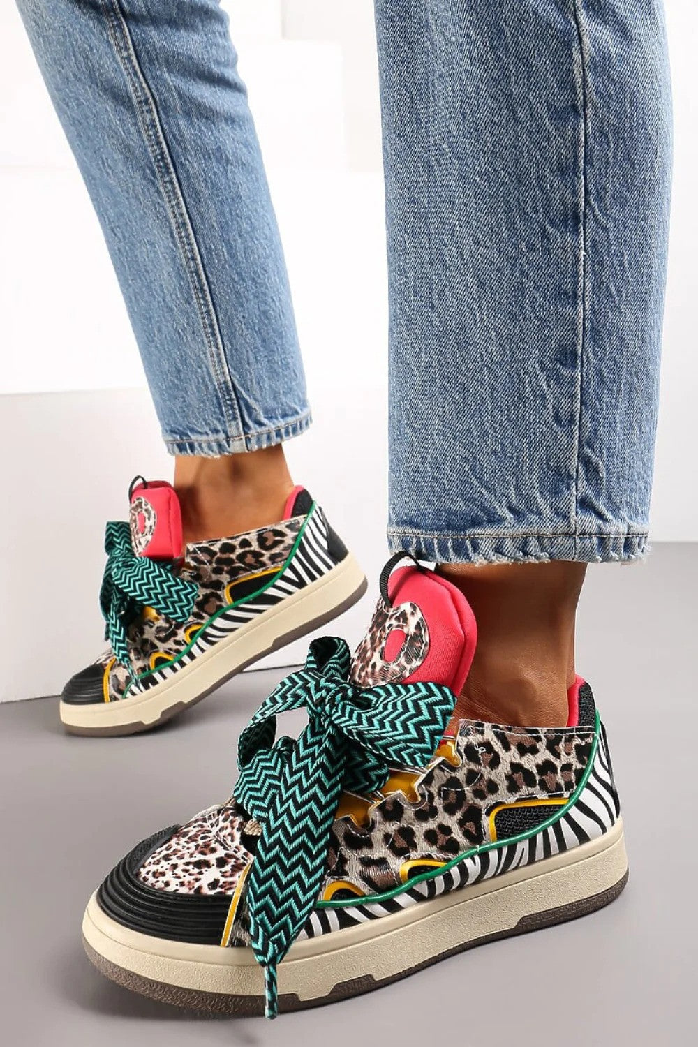 Leopard Print Lexie Bow Detail Chunky Trainers