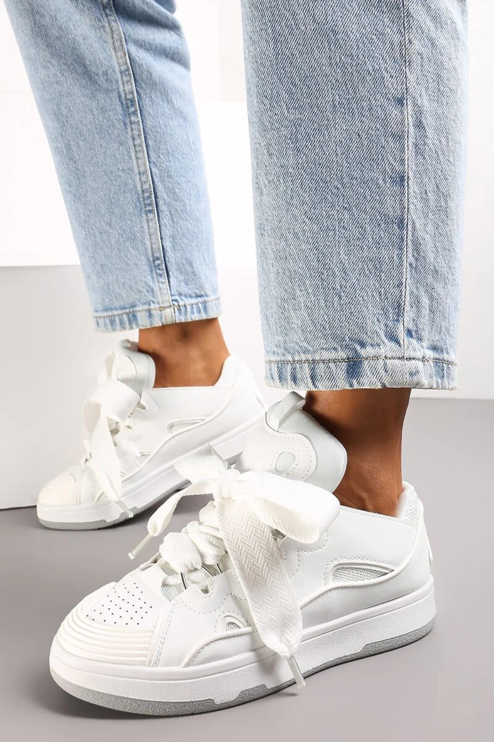 Crisp White Lexie Bow Detail Chunky Trainers