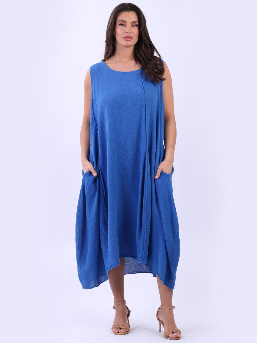 Royal Blue Lena Raw Edge Oversized Dress