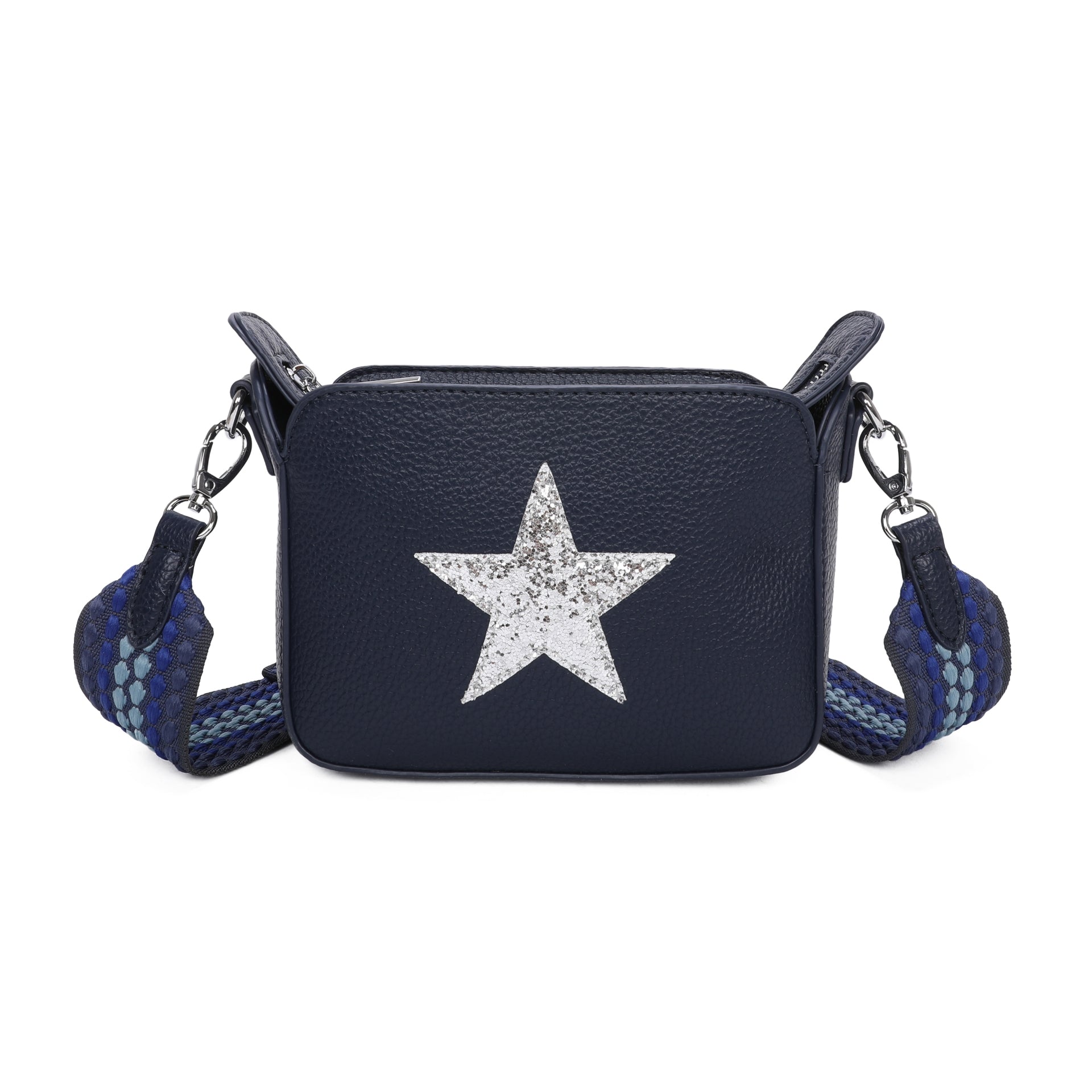 Navy Mila Glitter Star Crossbody Bag