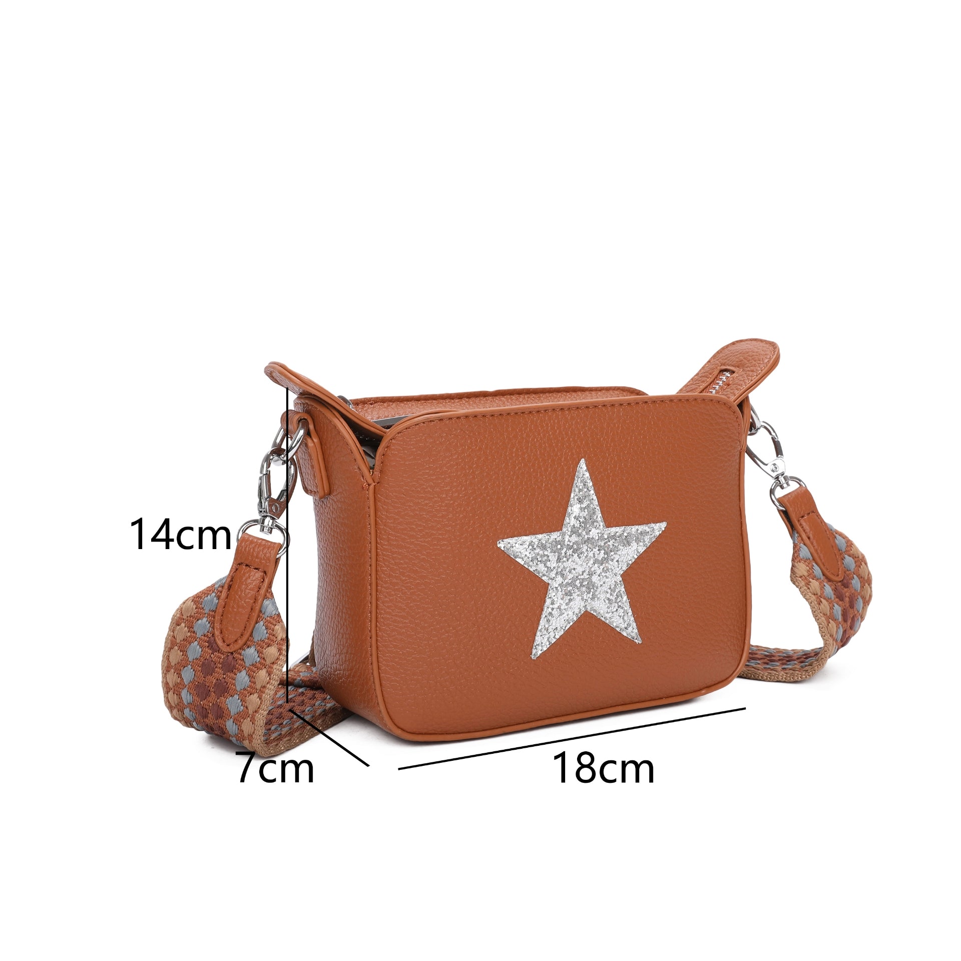 Tan Mila Glitter Star Crossbody Bag
