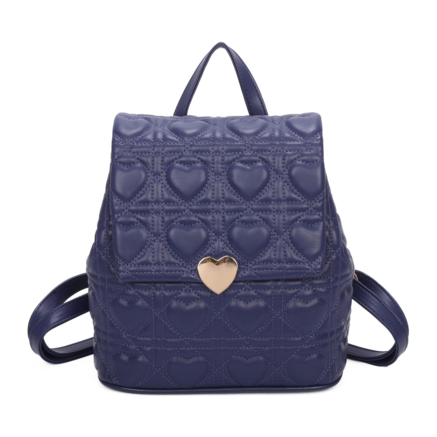 Navy Josie Quilted Hearts Backpack