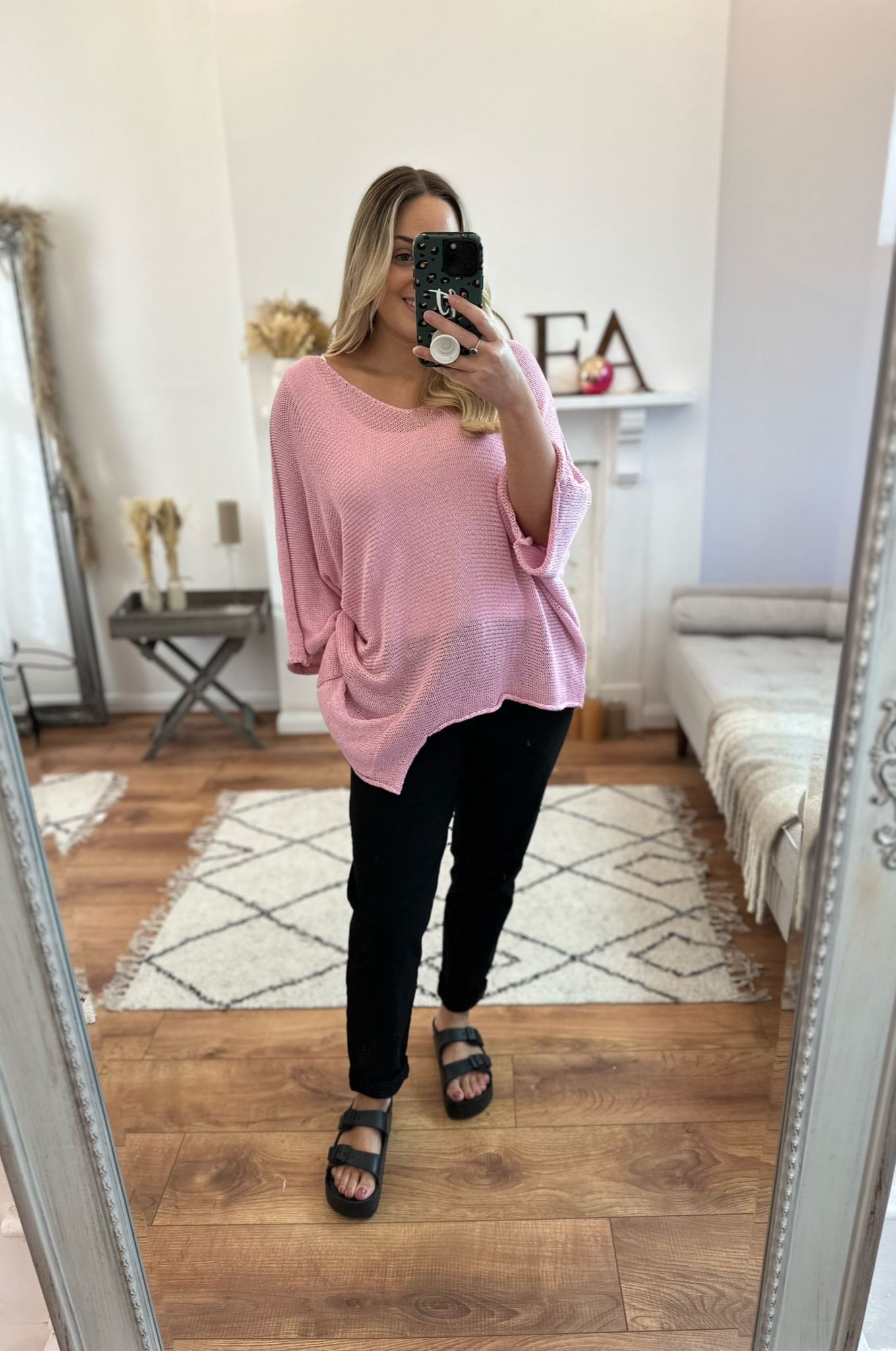 Soft Pink Margot Knitted Slouch Top
