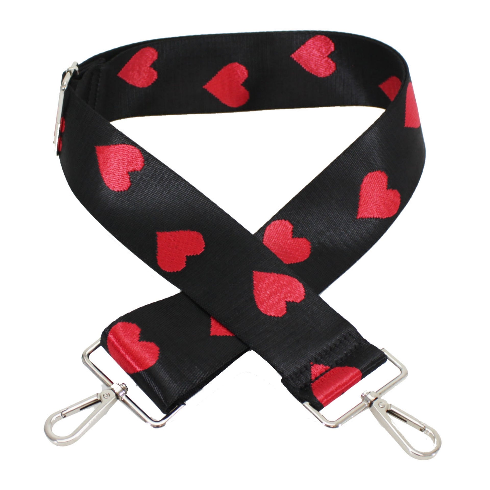 Red Hearts Canvas Bag Strap