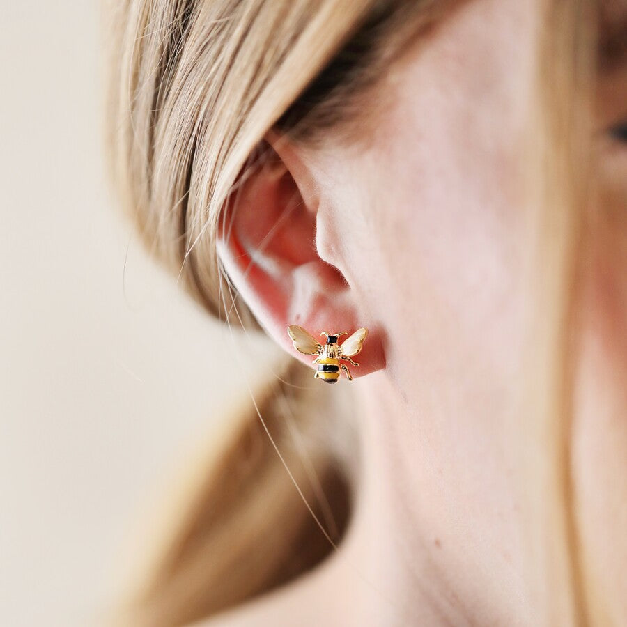 Bumblebee Gold Stud Earrings