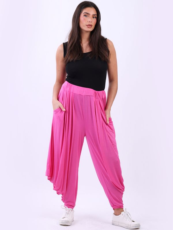 Hot Pink Waterfall Harem Trousers