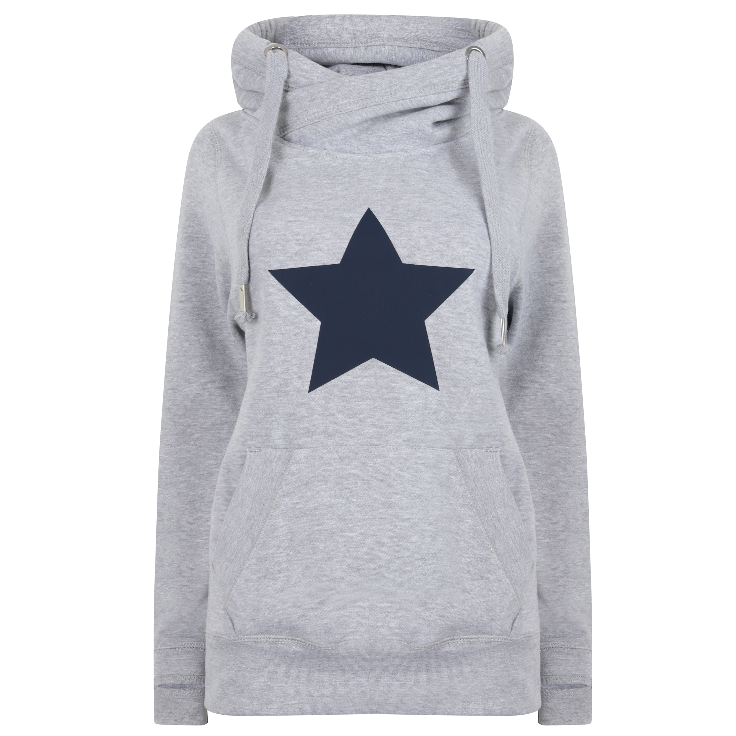 Grey Luxe Hoodie with Navy Star