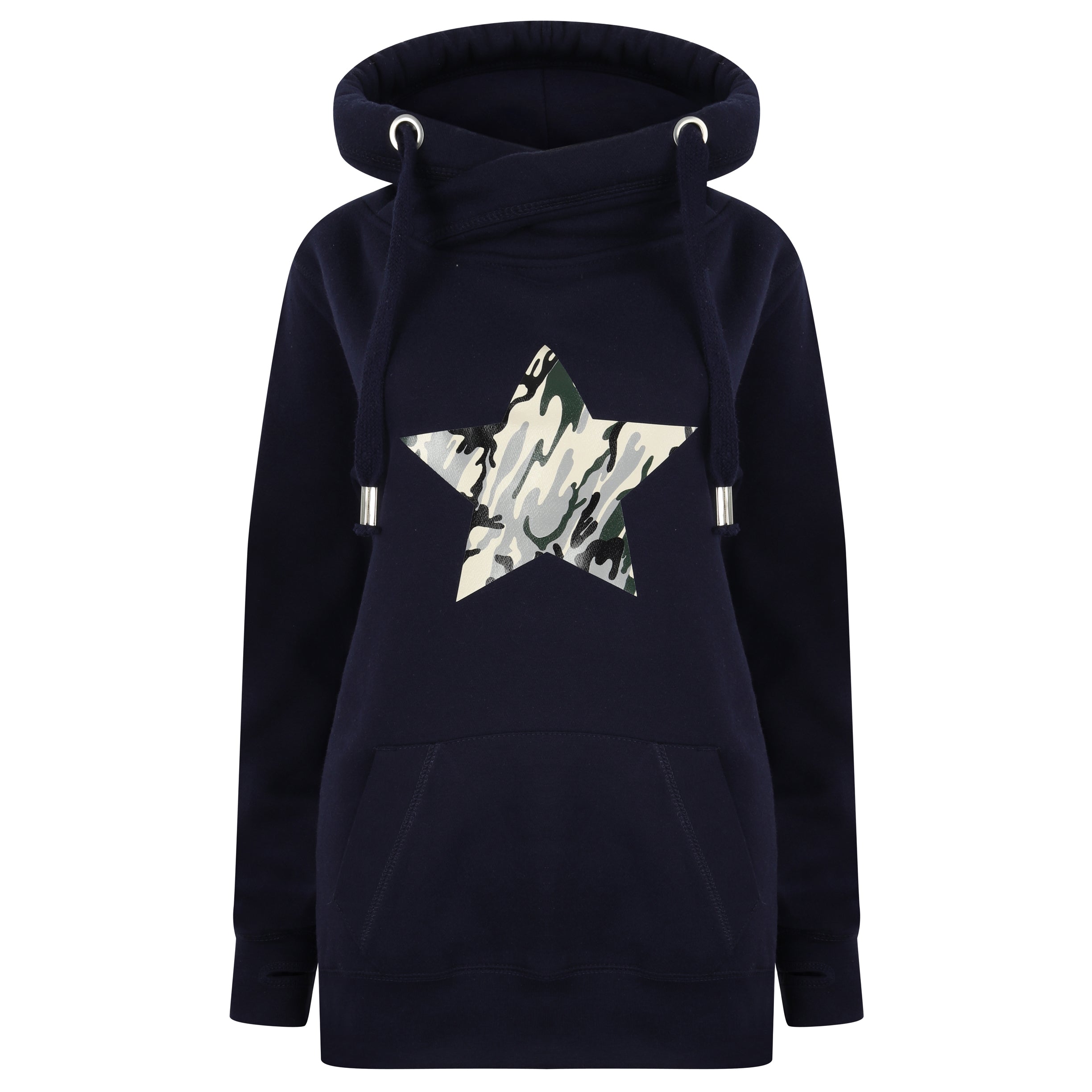 Navy Luxe Hoodie with Camo Star