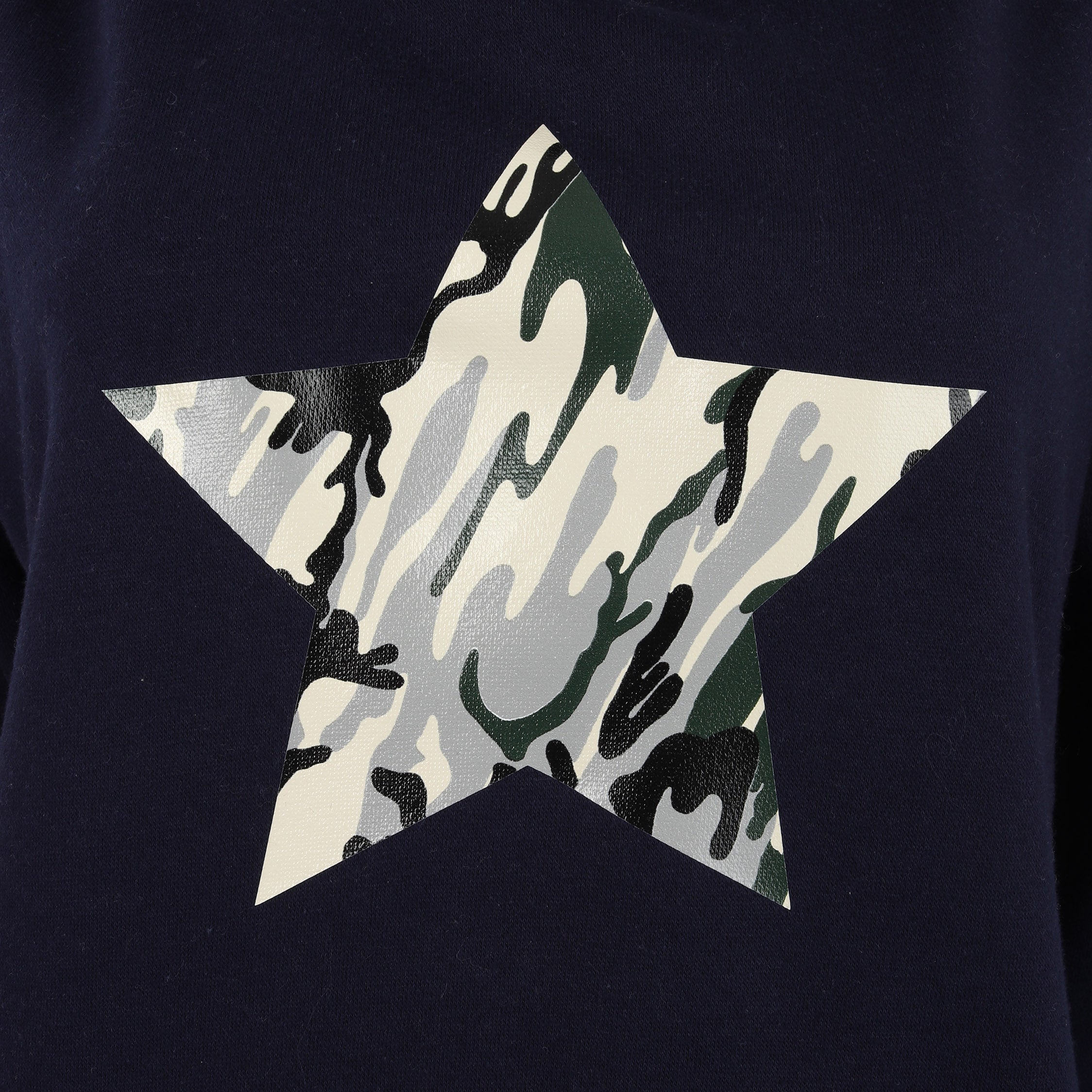 Navy Luxe Hoodie with Camo Star