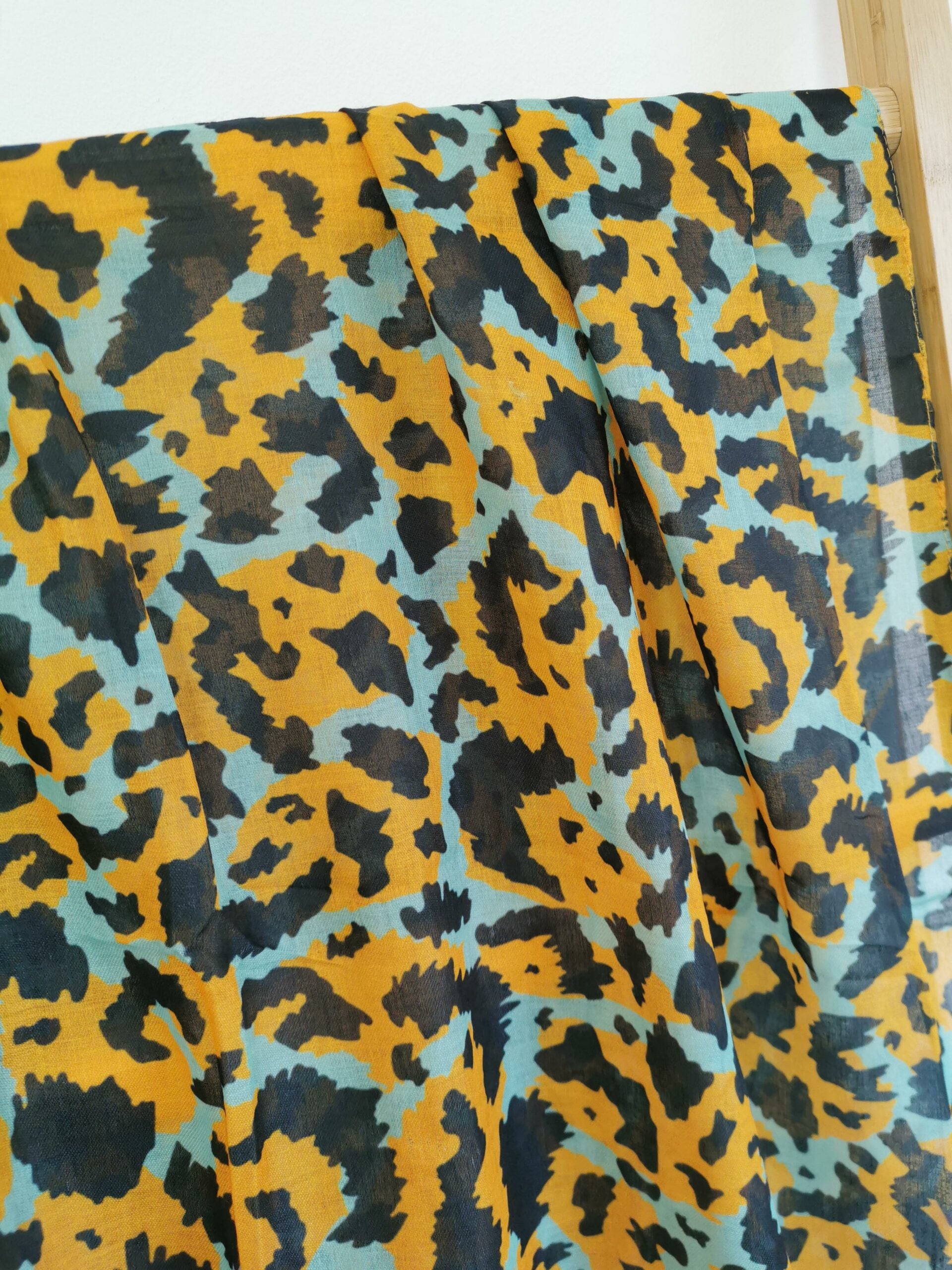 Mustard &amp; Ocean Leopard Print Lightweight Scarf