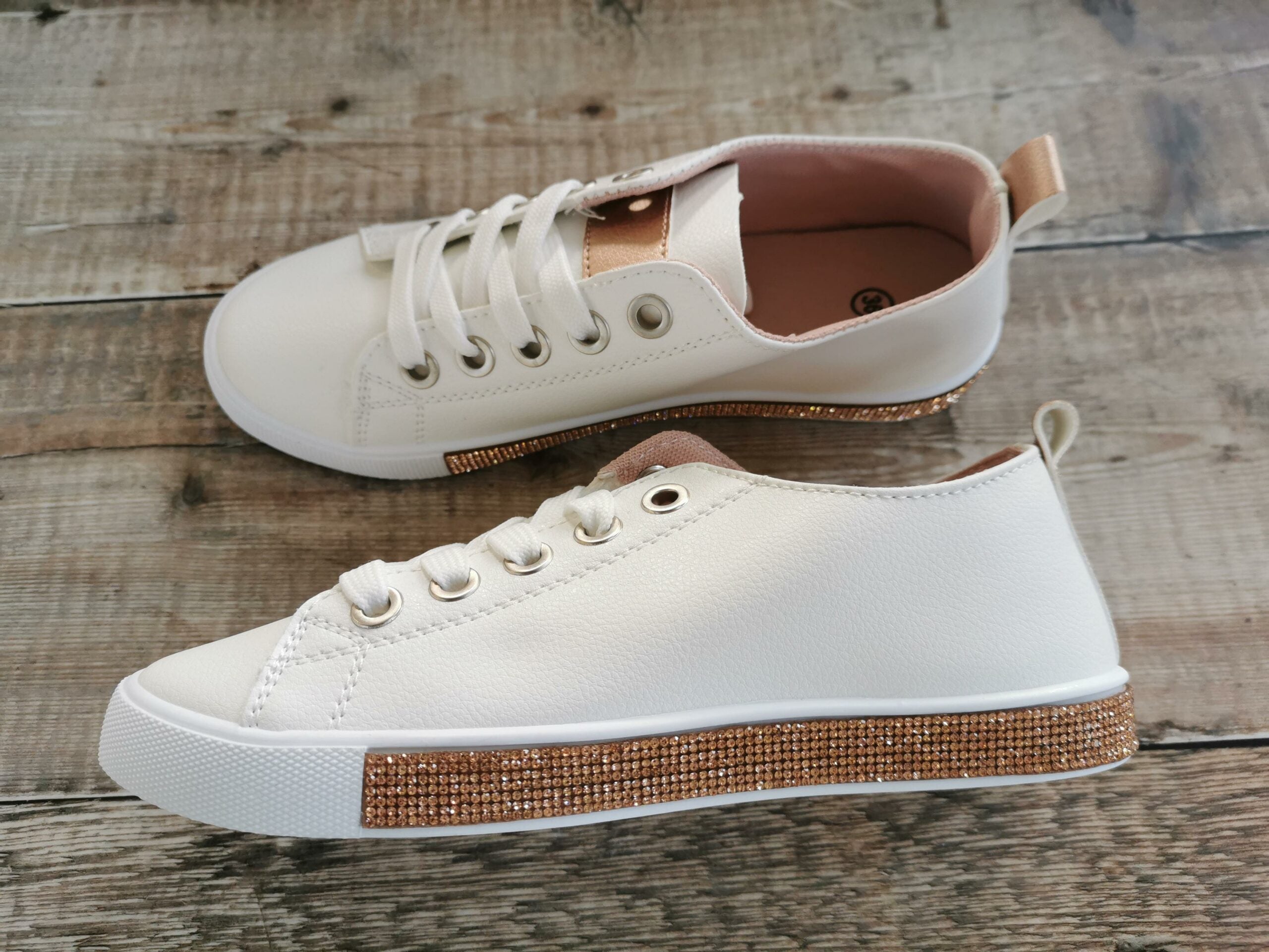 Champagne Diamante Bling It Up Trainers