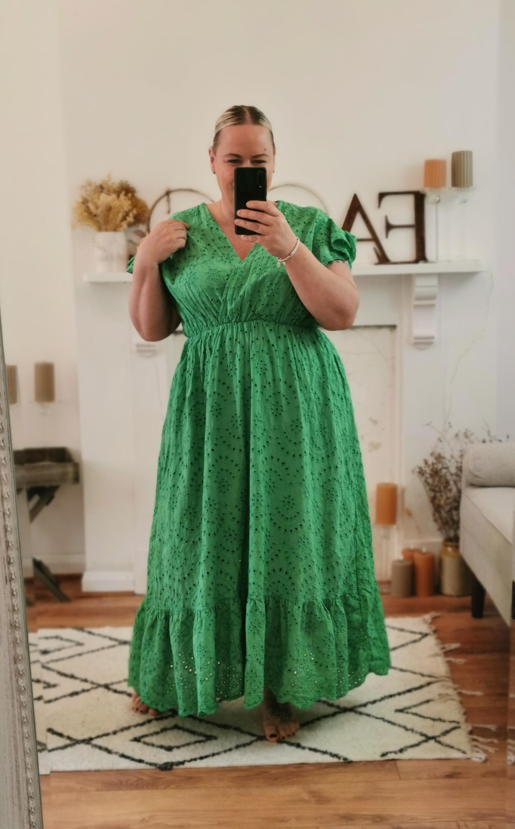 Jade Green Rosie Broderie Anglaise Midaxi Dress