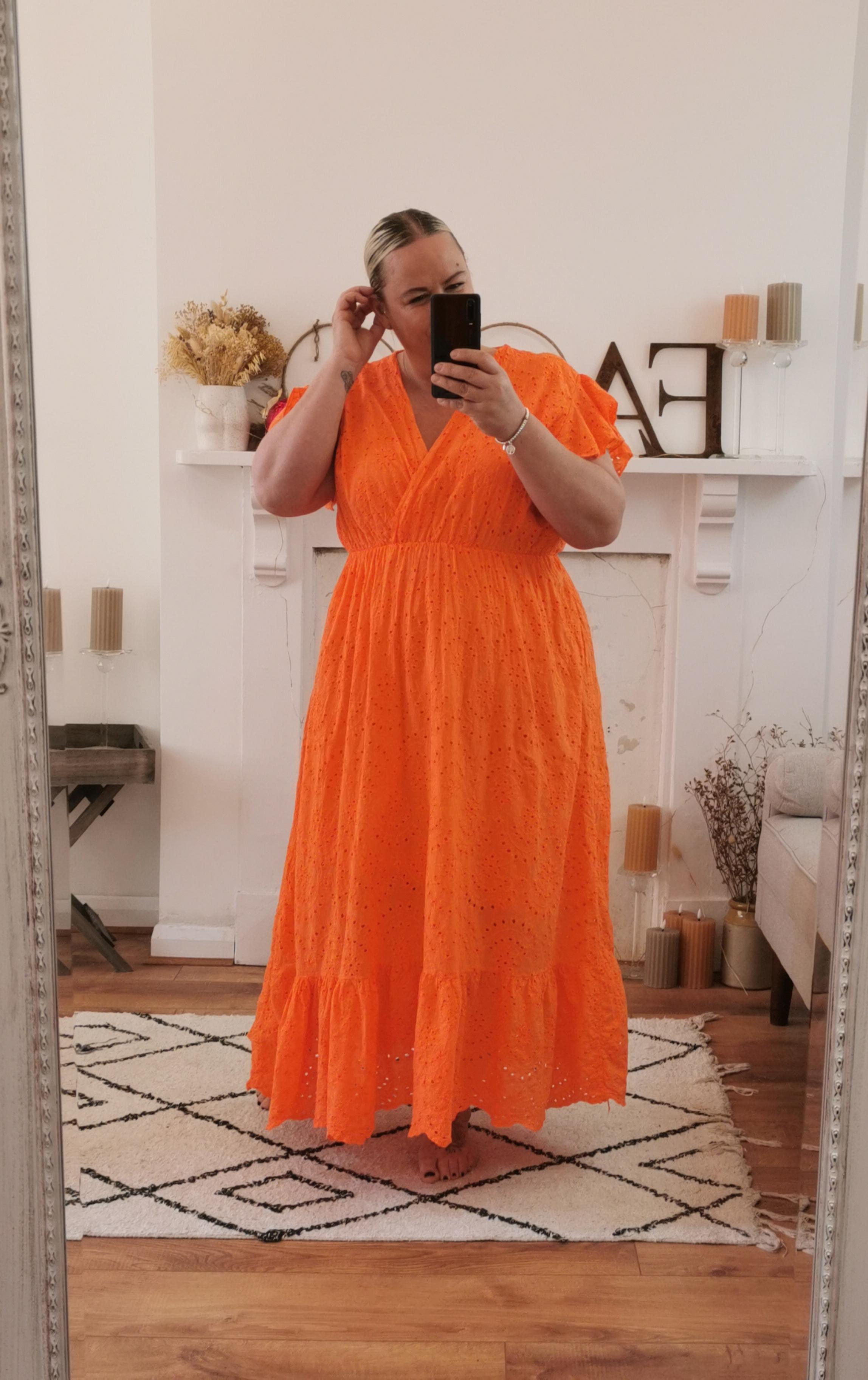 Orange Rosie Broderie Anglaise Midaxi Dress