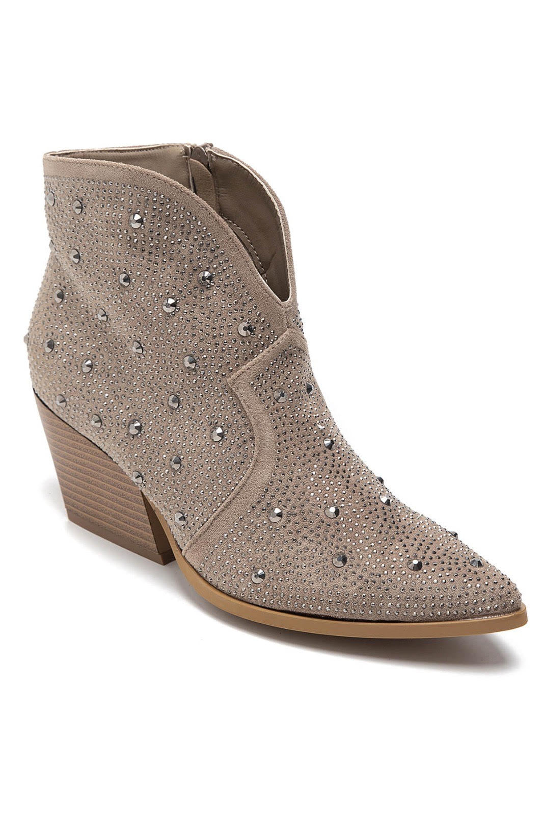 Taupe Encrusted Tammy Western Style Boots