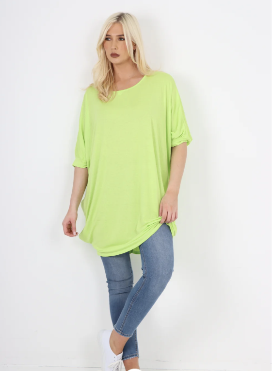 Lime Gilly Batwing Tunic Top