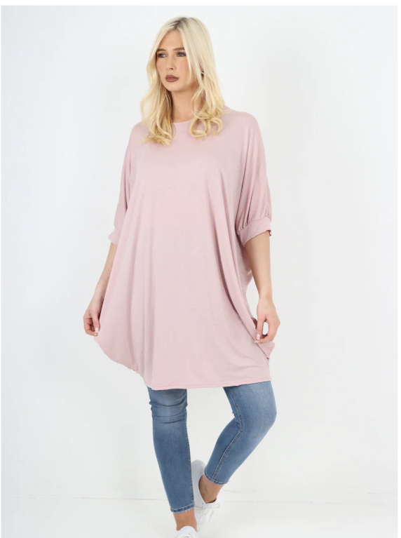 Baby Pink Gilly Batwing Tunic Top