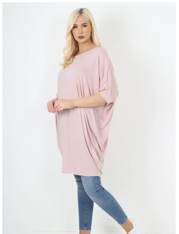 Baby Pink Gilly Batwing Tunic Top
