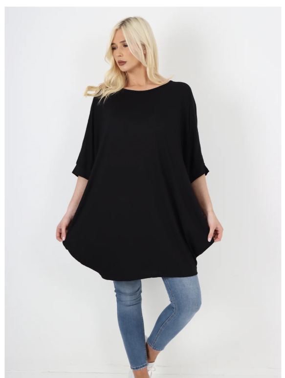 Black Gilly Batwing Tunic Top