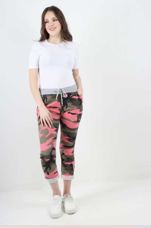 Pink Camo Print Slouch Trousers
