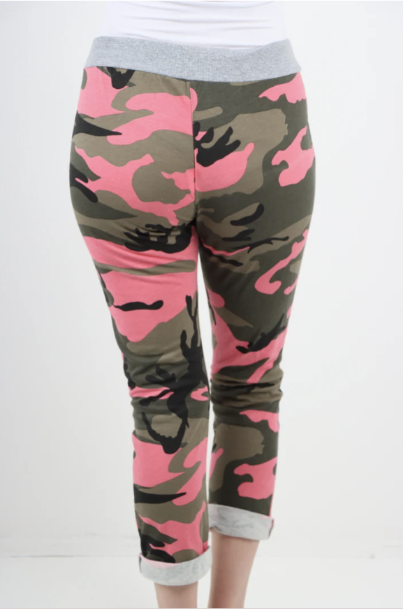 Pink Camo Print Slouch Trousers
