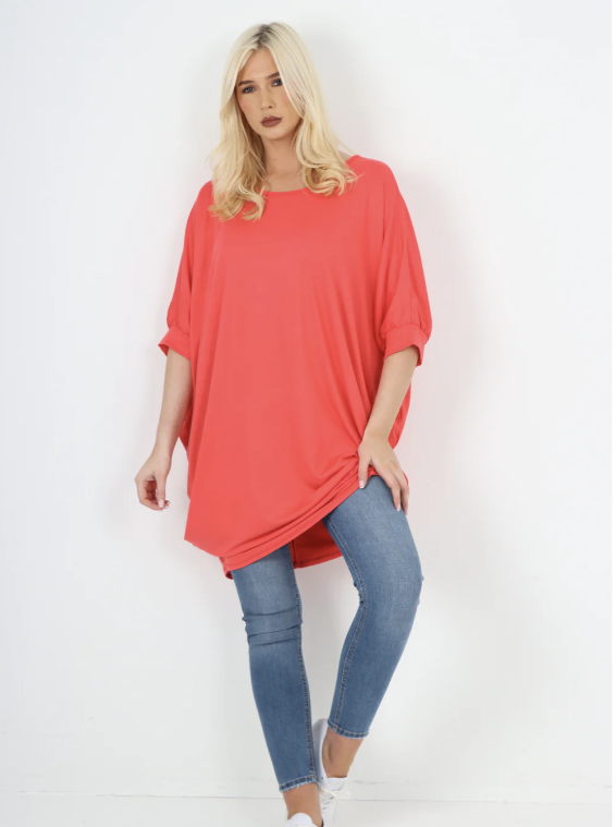Coral Gilly Batwing Tunic Top