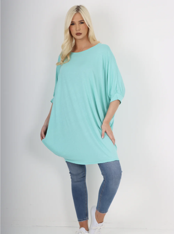 Turquoise Gilly Batwing Tunic Top