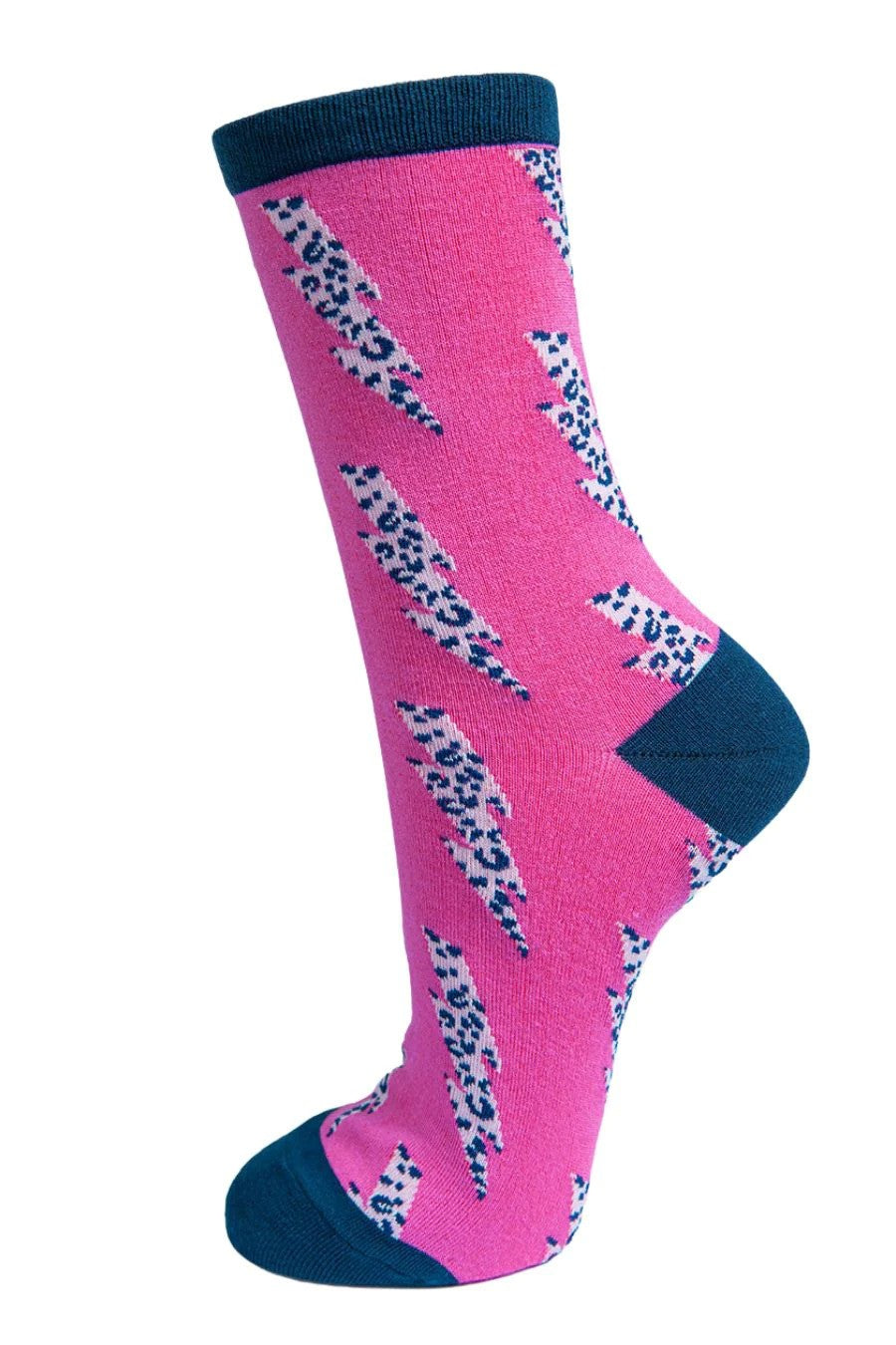 Pink & Navy Lightning Bamboo Socks