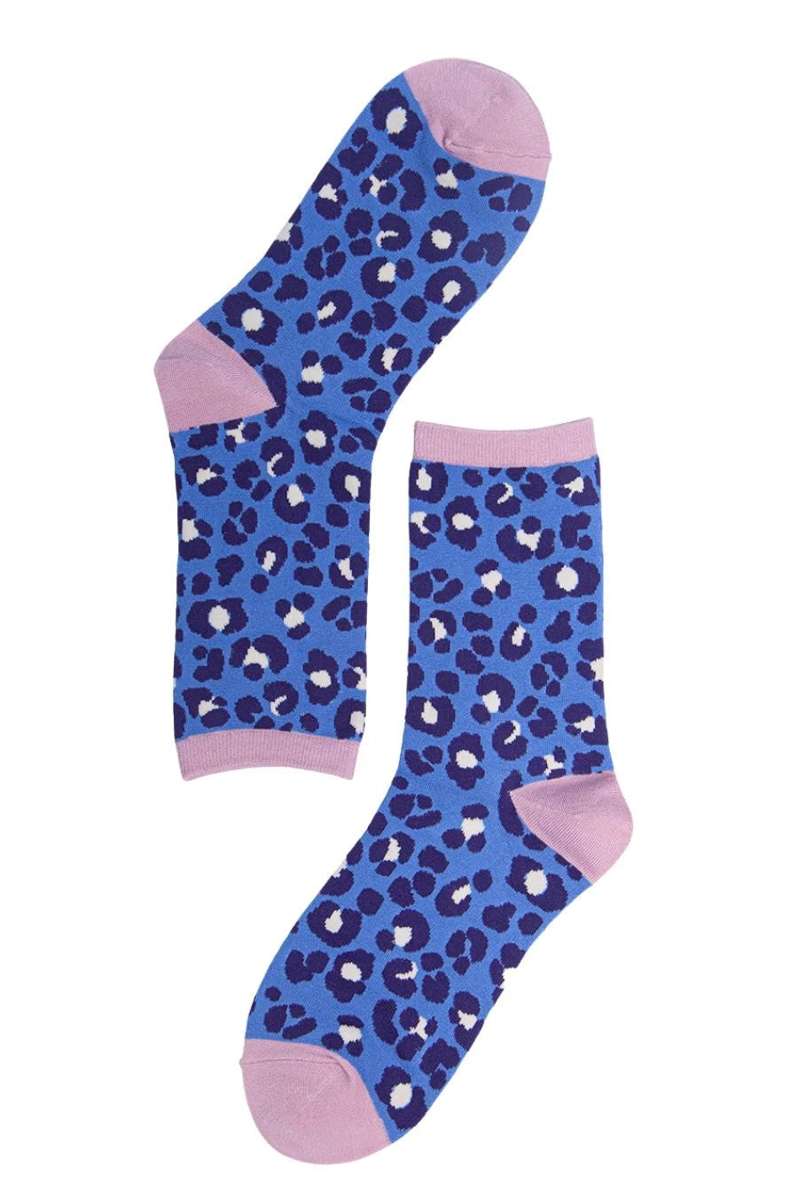 Blue Leopard Print Bamboo Socks