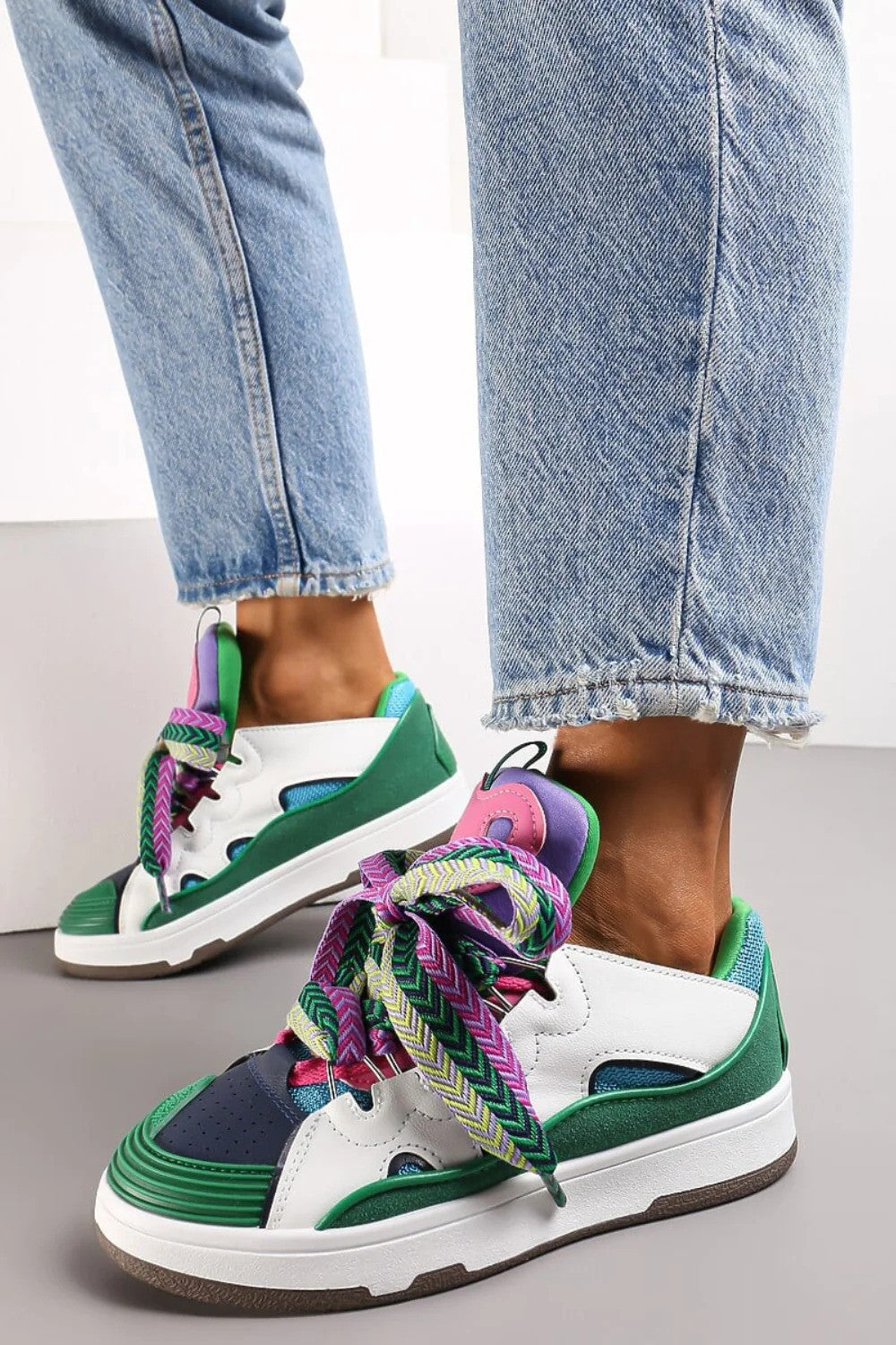 Green Pastel Lexie Bow Detail Chunky Trainers