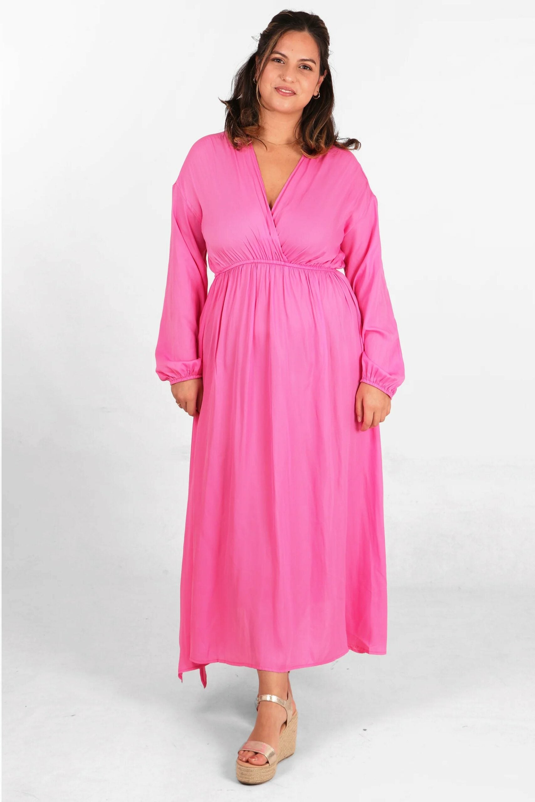 Hot Pink Elodie Empire Maxi Dress
