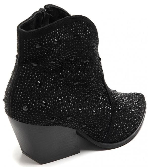Black Encrusted Tammy Western Style Boots