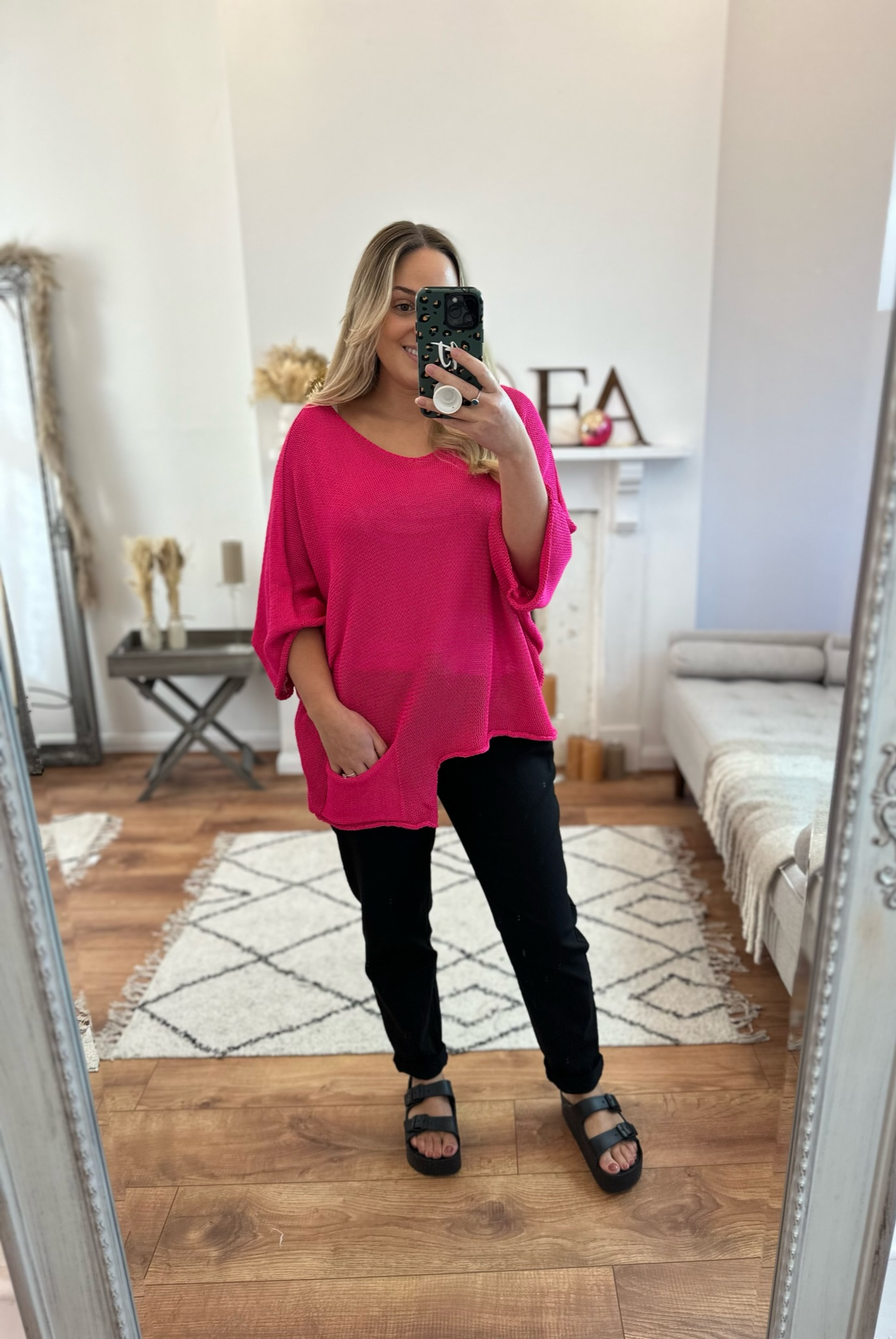 Hot Pink Margot Knitted Slouch Top