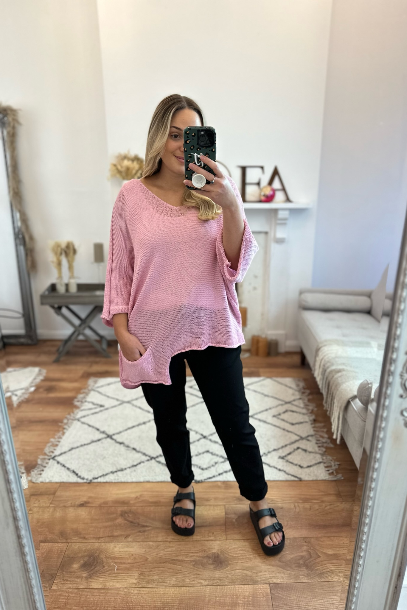 Soft Pink Margot Knitted Slouch Top
